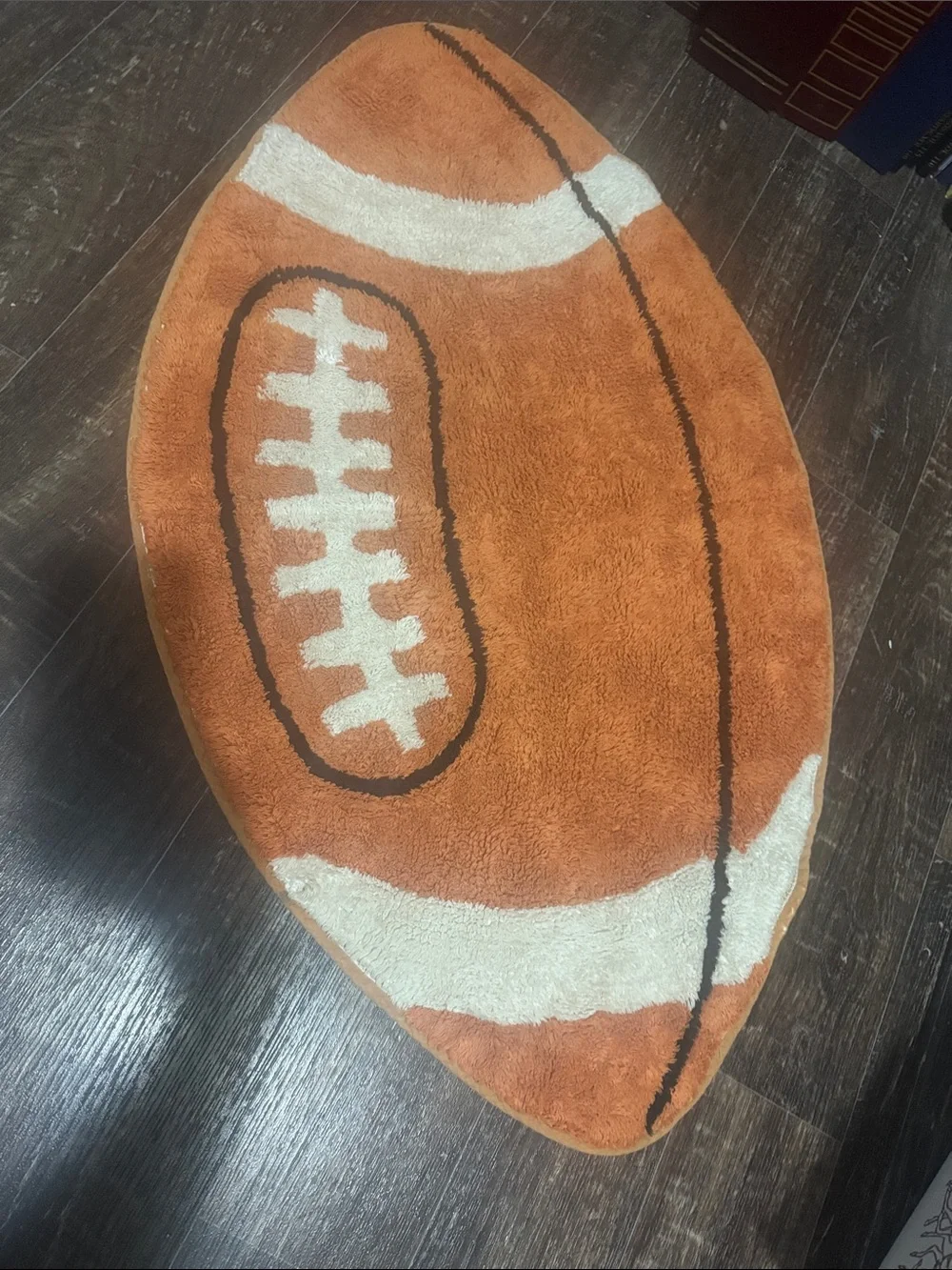 Plush Football-Shaped Accent Rug - Orange